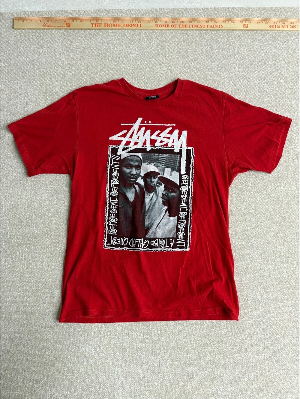 Stussy x A Tribe Called Quest Mens Medium Red Graphic T-Shirt Represent Rap Tee